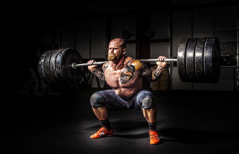 Bodybuilder lifting weights